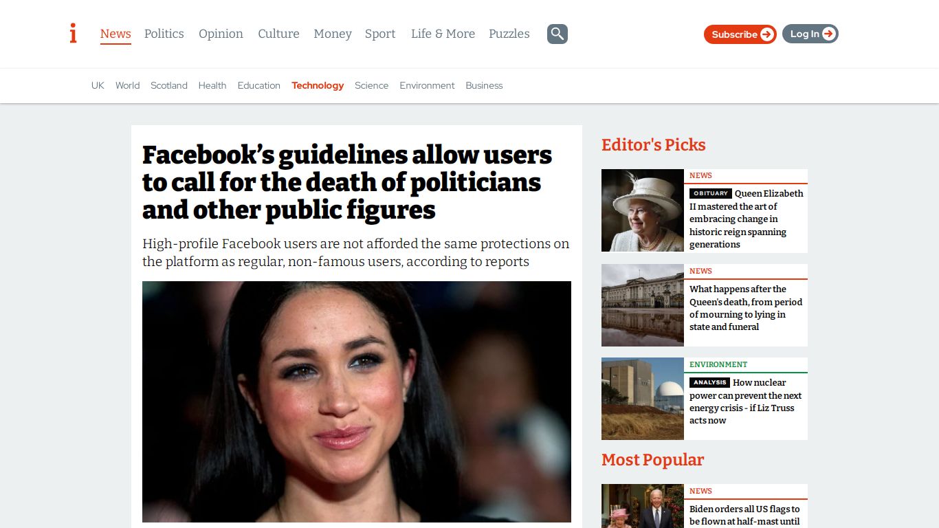 Facebook's guidelines allow users to call for the death of politicians ...